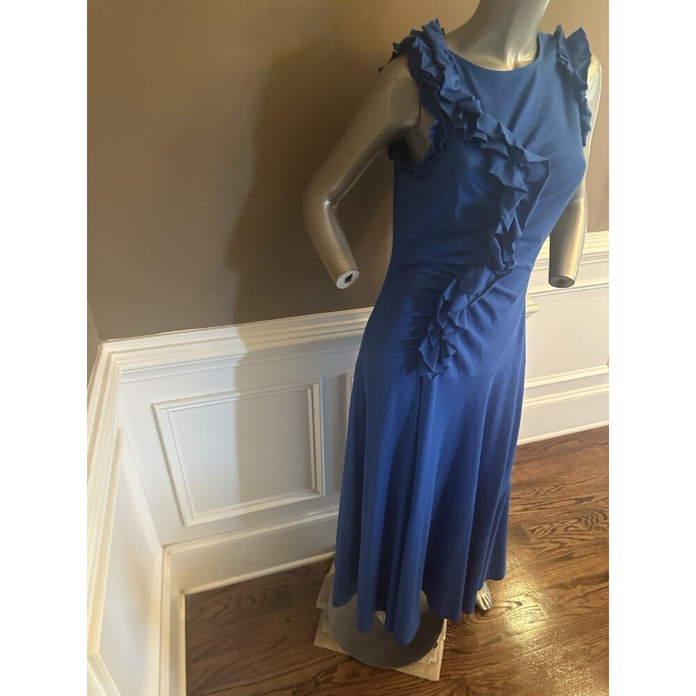 ULLA JOHNSON Jersey Maxi Blue Dress Ruffle Detail Sz M - Picture 3 of 5